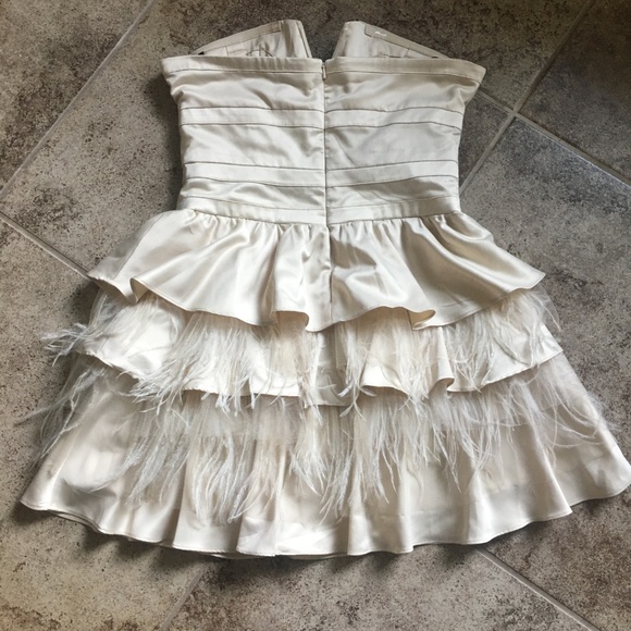 bebe Satin/Feather Dress - Picture 3 of 5